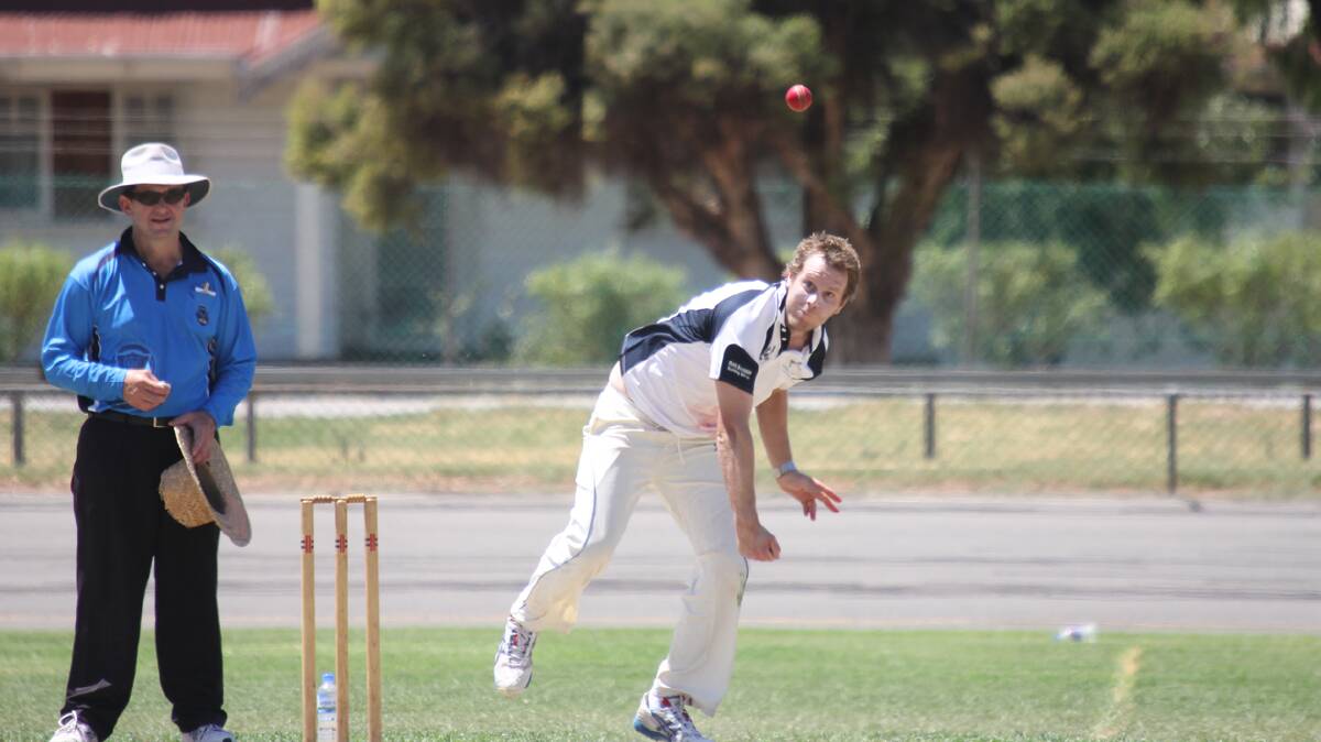 OUT OF THE HAND: pictured is Central Blues bowler Jarred Keenan during his side’s match with Wallendbeen. The Blues won the game by nine wickets. 

Photo: Michael Van Baast