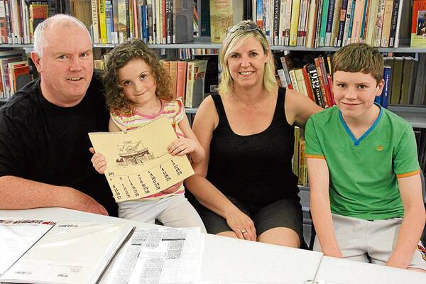  RESEARCH: pictured are members of the Latham family (from left) Glen and Kathy with children Ben and Zara who were in Cootamundra on Monday researching their family history.