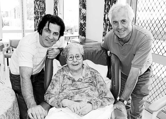 TERRIFIC TIME: Legends Showcase performer Mark Andrew was happy to meet residents and family members following his performance at the Nursing Home. He is pictured left with Anne Deep and son Kevin (right). Photo: Kelly Manwaring 