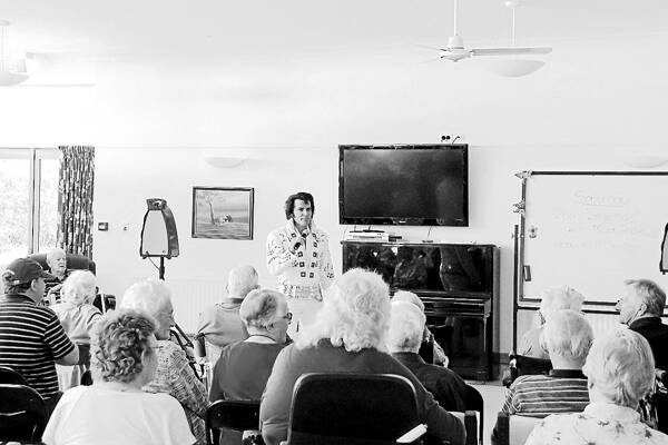 GREAT SHOW: a performance at the Cootamundra Nursing Home by Legends Showcase performer Mark Andrew, impersonating Elvis, was a hit over the weekend.  Photo: Kelly Manwaring