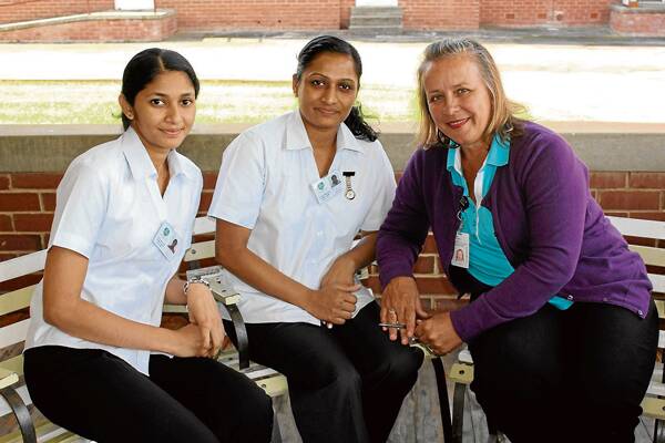 FRIENDS FOR LIFE: pictured with Cootamundra Hospital registered nurse Lindy Cooper (right) are Indian nurses who are conducting training to become qualified in Australia Shiji Mathew (centre) and Suja Jacob. 