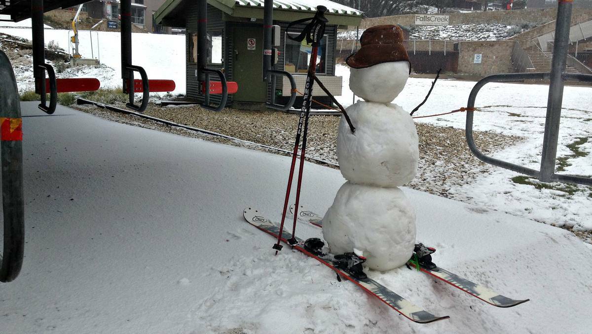 A  snowman has been built down near the ski lifts. Photo: FALLS CREEK RESORT