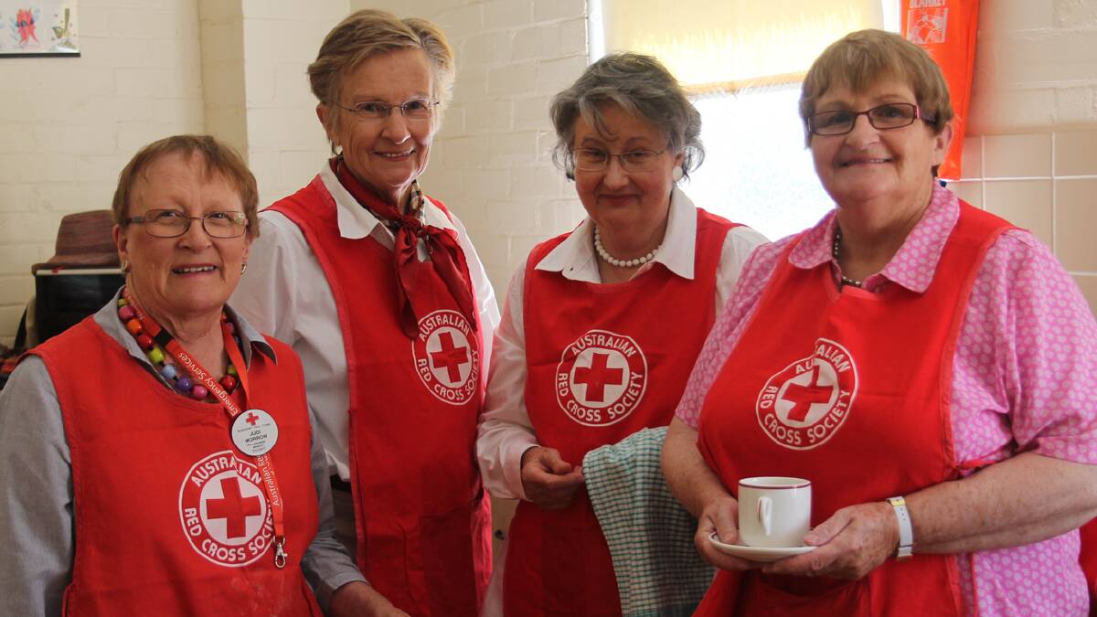 HARDWORKING: Pictured are the dedicated members of the Wallendbeen Red Cross at the organisation’s annual Christmas Fair at Barry Grace Oval on Saturday. From left: Judi Morrow, Margot Lyne, Sue Coote and Judy Wicks.