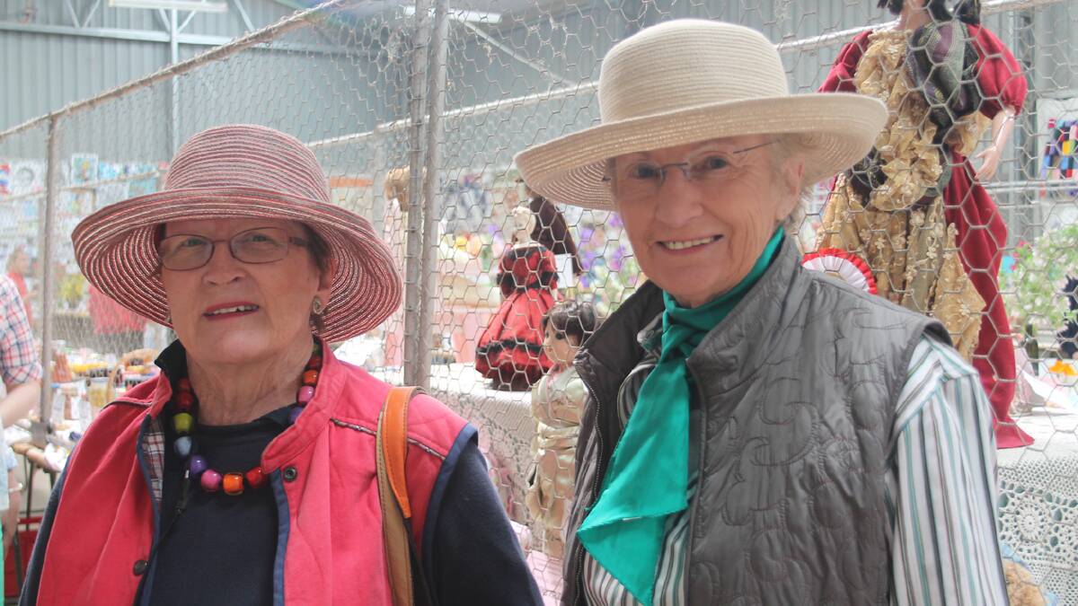 EXHIBITS: Enjoying a diverse range of exhibits in the Cootamundra Show Pavilion on Saturday were (from left) Judy Morrow and Margot Lyne.