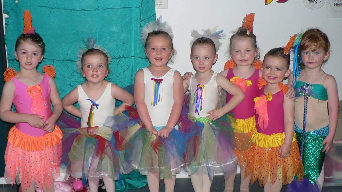 CHRISTMAS CHERUBS: How cute is the photo of these little cherubs taken at the Chris Edwards School of Dancing Concert (from left) Halle Johnson, Mariella McGrath, Arabella Hufton, Macey Philp, Lucinda Shields, Gillian Hunt and Amy Randall.