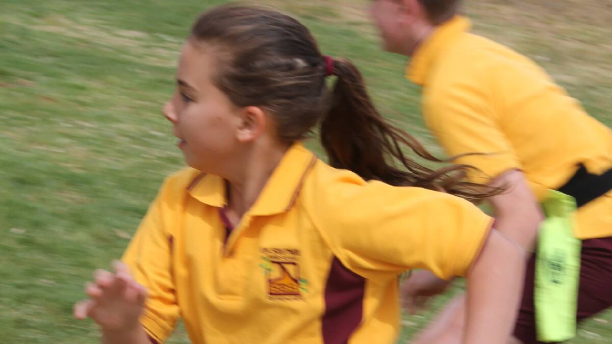  ON THE MOVE: pictured is EA Southee student Annie Khoury playing link tag at the school last Friday.