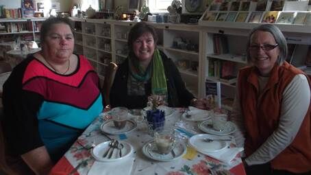 These ladies (from left) Kathleen Twyford, Jenny Apps and Helen Cook were pictured enjoying morning tea at “C.C’s” at Christ Church Centre this week. 