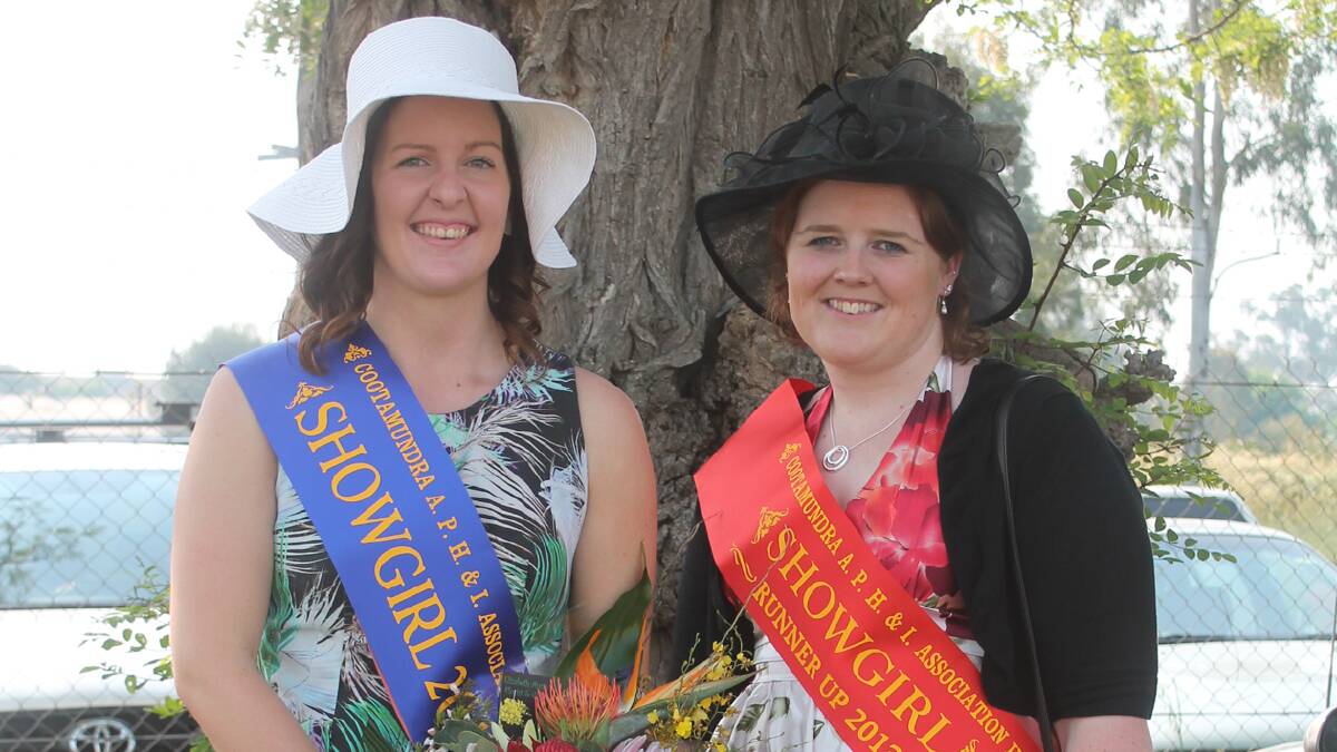  DOING COOTA PROUD: 2013 Showgirl winner Ellie Morton (left) and runner up Tegan Everett were amongst six girls vying for the title. The girls will now represent Cootamundra in their roles over the next 12 months. 