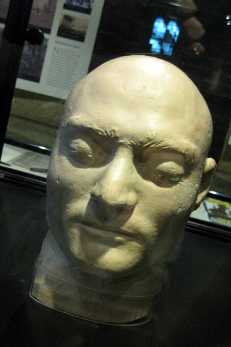 Ned Kelly death mask, Old Melbourne Gaol. Picture: Ken Robertson Ned Kelly death mask, Old Melbourne Gaol. Picture: Ken Robertson