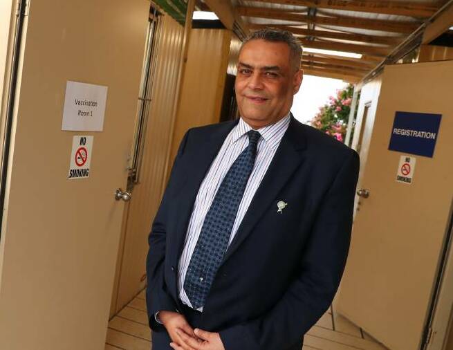 Dr Ayman Shenouda at the Glenrock Country Practice vaccination hub. Picture: Emma Hillier