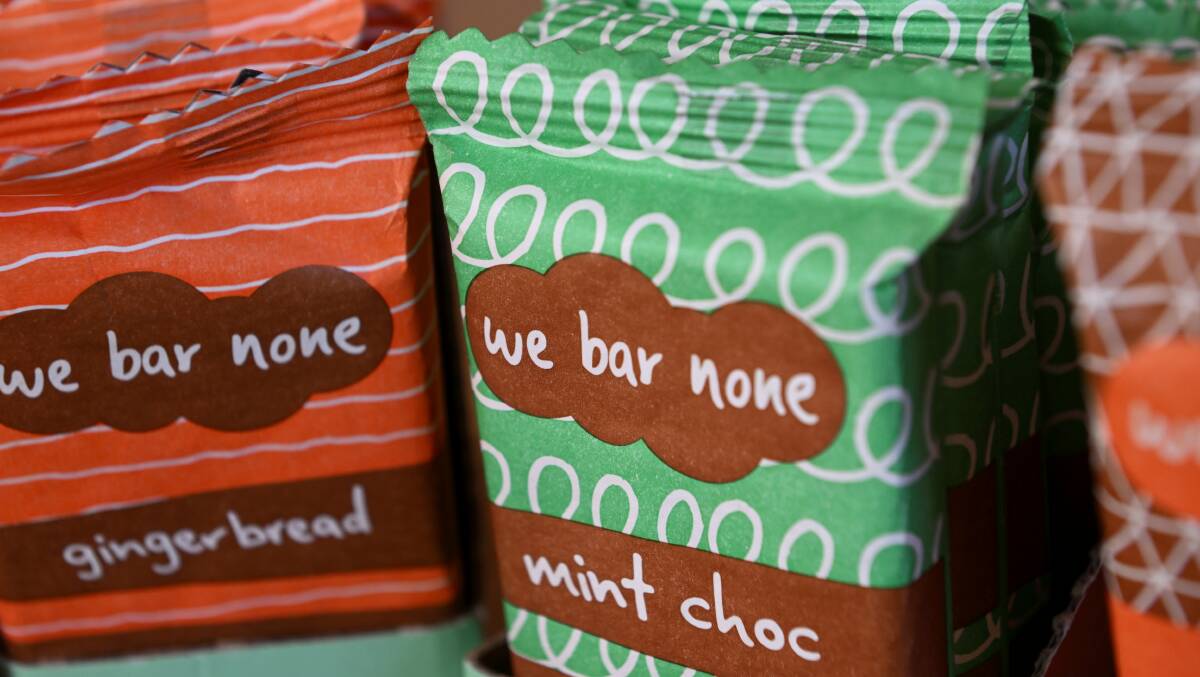 We Bar None health food products were the first in Victoria to use 100 per cent compostable packaging. Picture by Lachlan Bence We Bar None health food products were the first in Victoria to use 100 per cent compostable packaging. Picture by Lachlan Bence