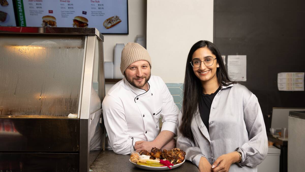 Habibi Chicken manager Mo-El-Halwani, left, and Mariam Rehman in the shop in Wagga, NSW. Picture by Madeline Begley