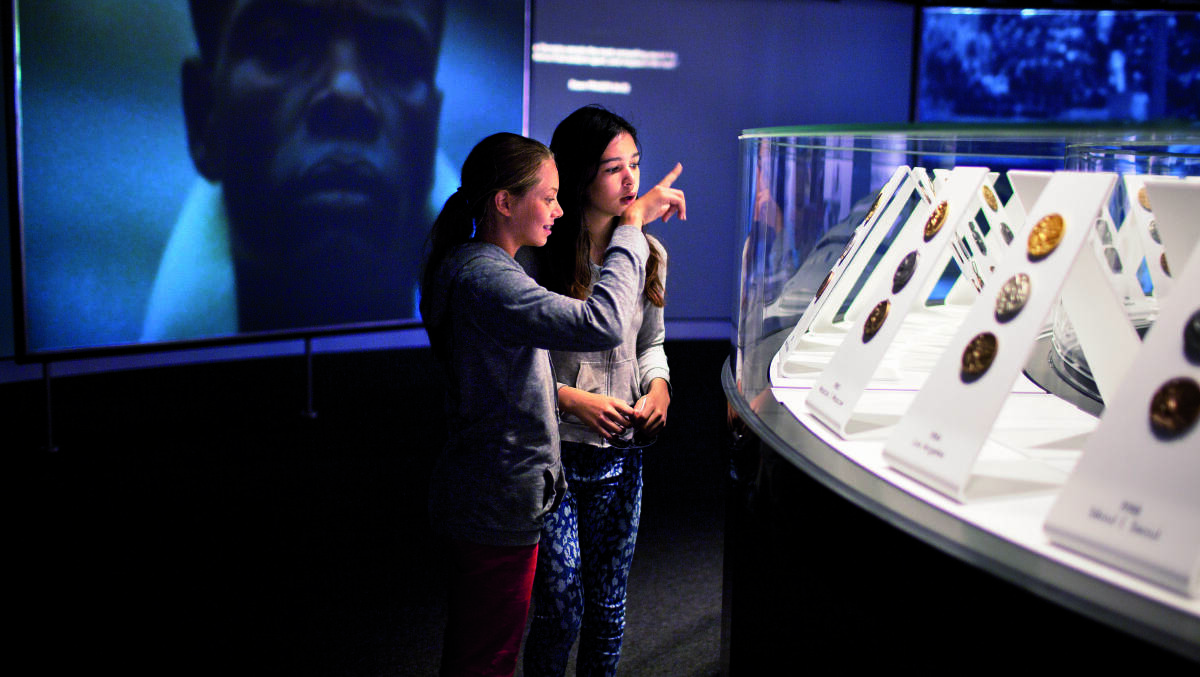 Visitors at the Olympic Museum. Visitors at the Olympic Museum.