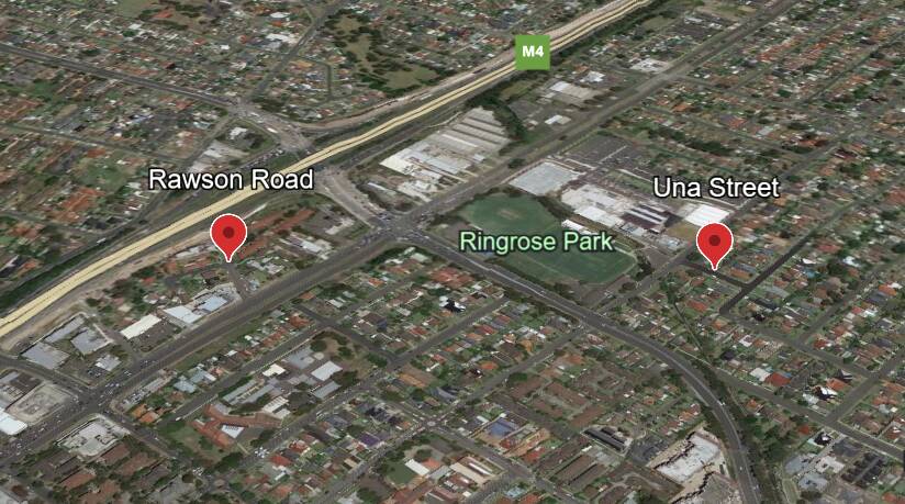 Una Street and Rawson Road in Sydney's West. Picture via Google Earth