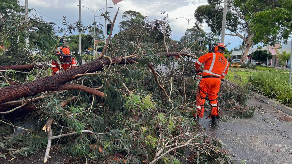 Victorian SES crews work to clear the destruction left by the February 13 storm. Picture via Facebook/Victoria State Emergency Service