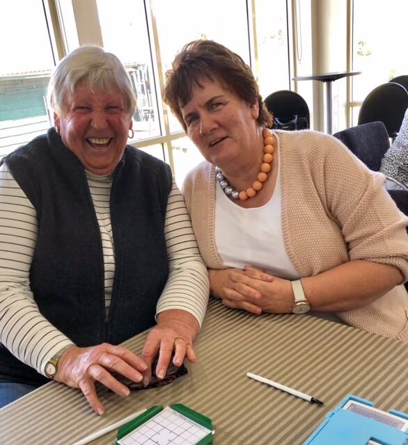 COMPETITIVE: Two of the Tuesday session players in the with seven-and-a-half table Mitchell Relay movement were Margaret McMellon (l) and Jean Shea. 