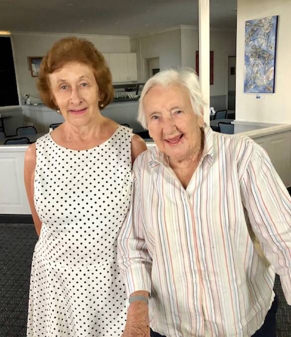COMMITMENT: Sue Adams (l) with a stalwart of the Cootamundra Bridge Club, Mary Norton-Knight. Mary teamed up with Loo Manning on Tuesday night for a North/South third.