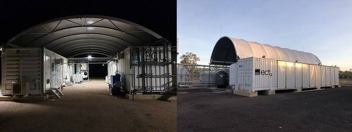 The two plants working to clean up highly contaminated groundwater at Tindal RAAF Base. Picture: Defence Department.