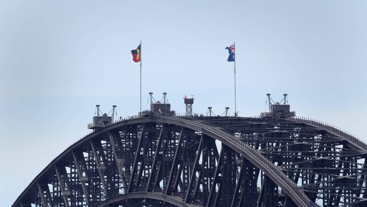Both the Australian and Aboriginal flags are flown on top of the Sydney Harbour Bridge. 