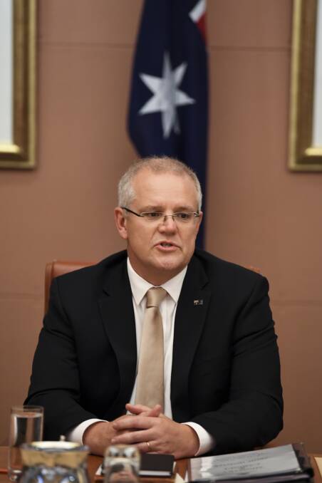 Newly-elected Prime Minister Scott Morrison addresses cabinet ministers this week. Picture: Lukas Coch