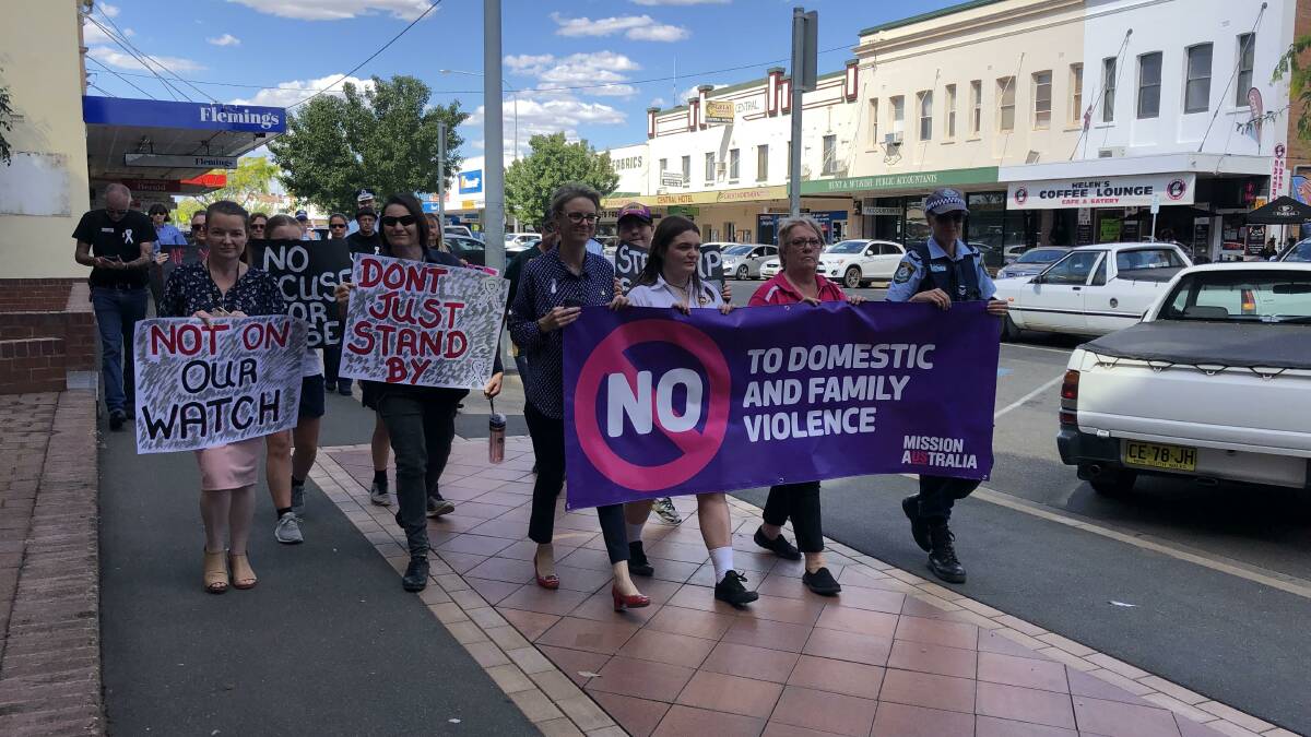 The White Ribbon Day march along Parker Street to Jubilee Park was joined by Member for Cootamundra, Steph Cooke. Picture: Chelsea Lawson.