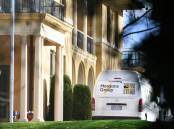 A carpet cleaning van is seen parked in the driveway of The Lodge on Friday. Picture: AAP