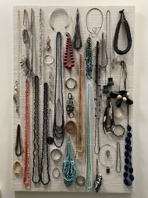 HANDY: The Struttons' jewellery board which allows for a tangle-free hanging space for Briars collection of necklaces, earrings and bracelets.