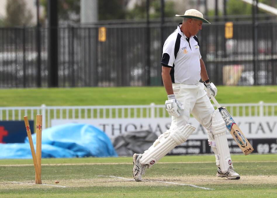 GOT HIM: John Stephens being bowled by Louis Grigg for a duck during Cootamundra's loss to Wagga in the Stribley Shield on Sunday. 