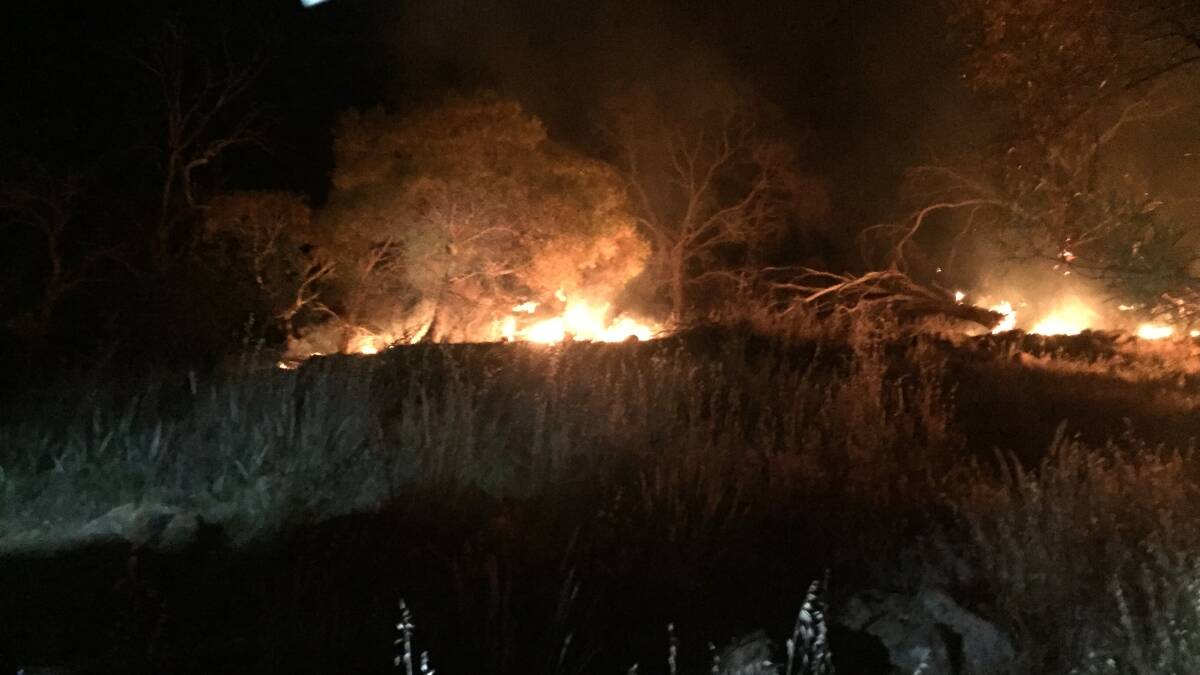 Fire crews from Cootamundra and Young attended the blaze at Pioneer Park on Tuesday evening. Picture: Contributed.