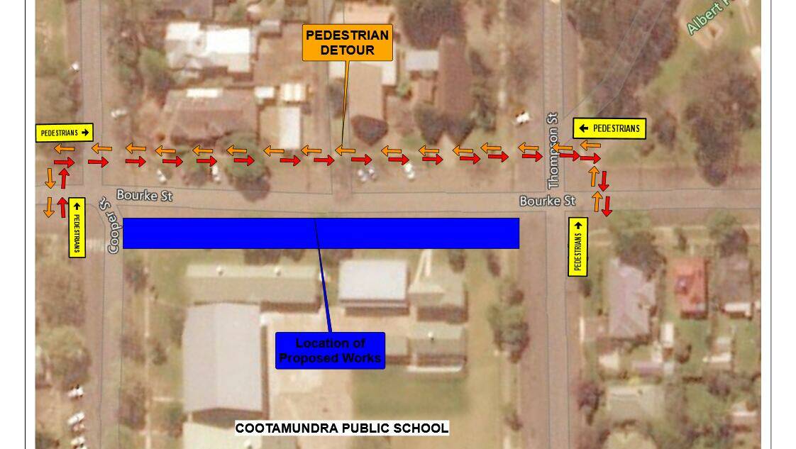 Bourke Street, Cootamundra will undergo footpath replacement works commencing from Monday 4th July 2022 (weather permitting). An alternate pedestrian walkway will be available on the southern side of Bourke Street.