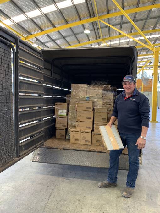 Geoff Bush from Cootamundra collecting the goods in Sydney.