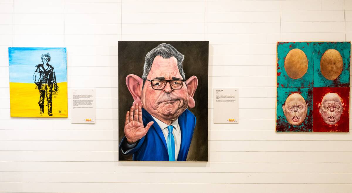 George Miller, Dan Andrews and Peter Dutton appear in portraits. Picture by Elesa Kurtz