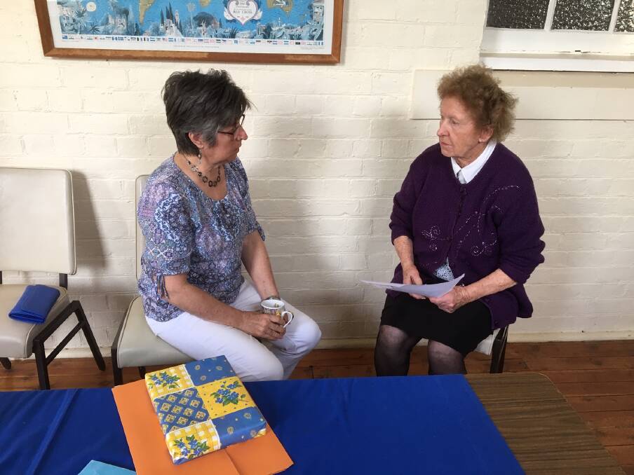 LEARNING: Guest speaker Lorna Nixon, speaks with Wallendbeen member, Mary Marinan. Picture: Contributed