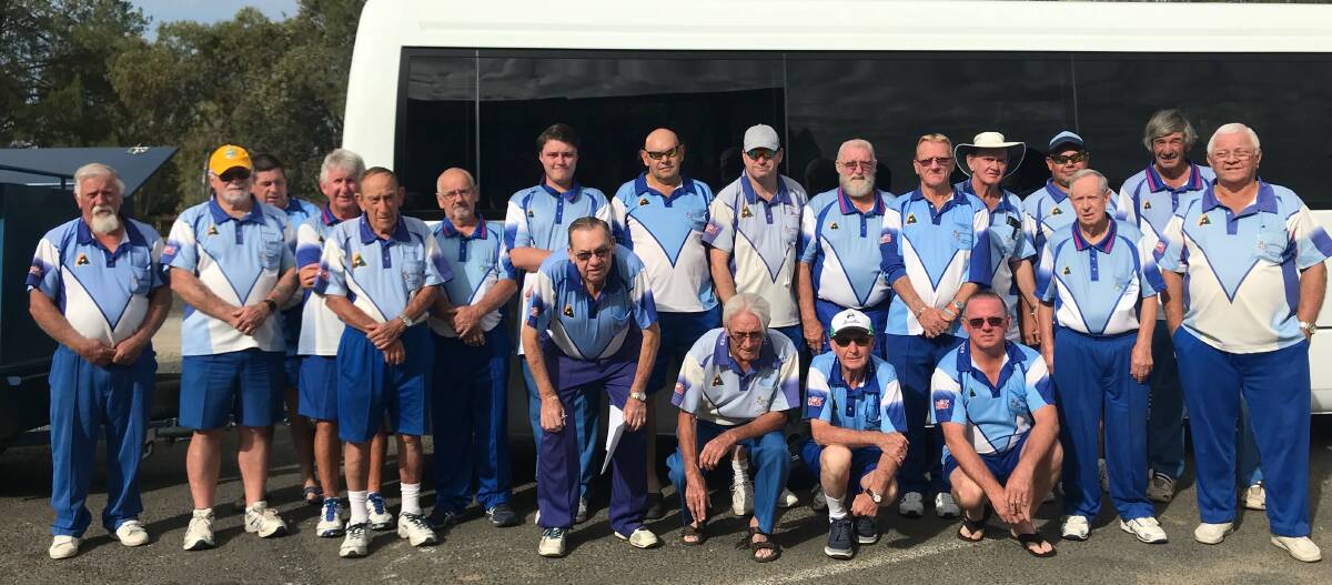 HAPPY WINNERS: The winning side in the Cootamundra Ex-Service v Coolamon challenge. Coota's best performed were Jason Jones, Geoff Manwaring and Jim White. Picture: Contributed