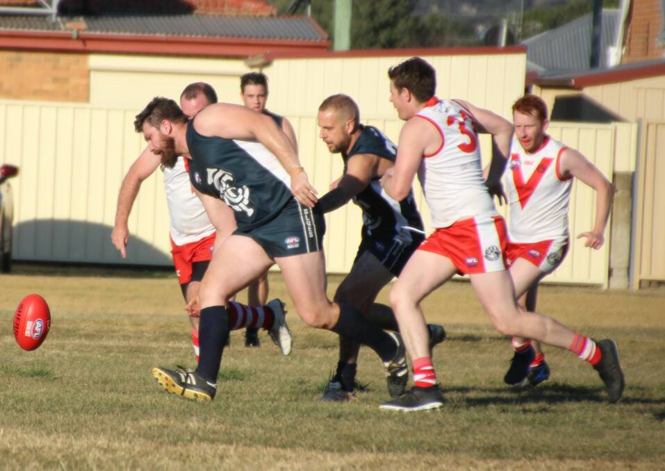 STRONG: Sandy Maskell-Knight about to gather the ball against Goulburn last week. Maskell-Knight has booted 24 goals in four matches. Picture: Contributed
