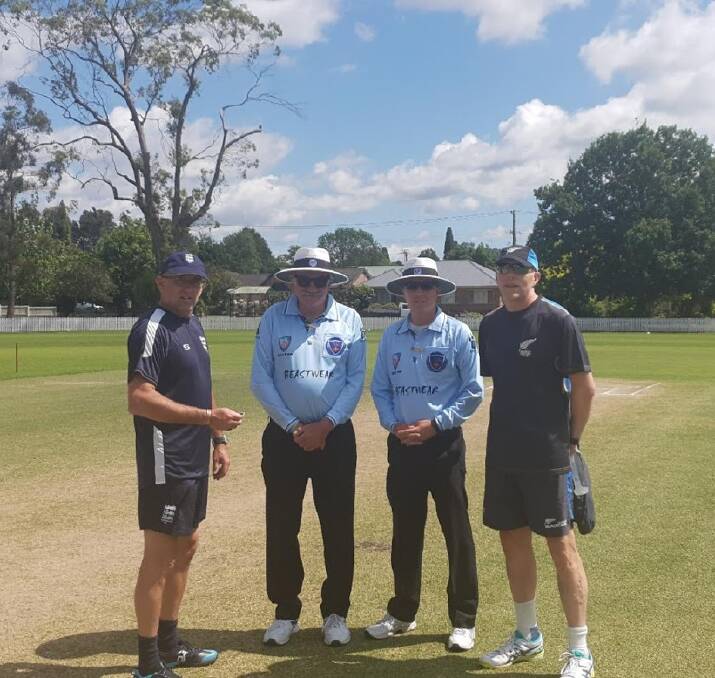 GLOBAL GAME: Cootamundra umpire Pat Kerin showed his skill at the inaugural over 50s World Cup last week. Picture: Contributed