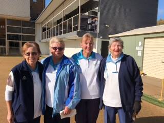 WINNERS: Ex-Services pairs champions for 2018 are Sara Lopez, Lynn Fisher. They beat Robyn Snape and Shirley Mills.