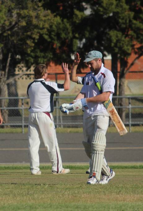 COUP: Cootamundra won their Stribley Shield match against Goulburn. Goulburn batsman James Will walks off after he was bowled as Coota's Jack Caldwell celebrates. 