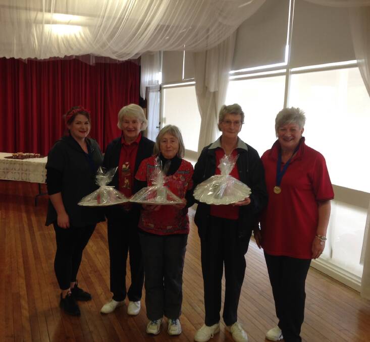 CELEBRATING: The Country Club winners - Diana Buchanan, Betty Cleveland, Jan Slavin (centre) with their prizes. Picture: Contributed