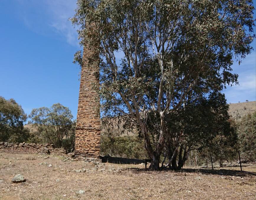 STANDING TALL: The old gold mining chimney at Muttama Reefs - built without any modern equipment and still standing tall.