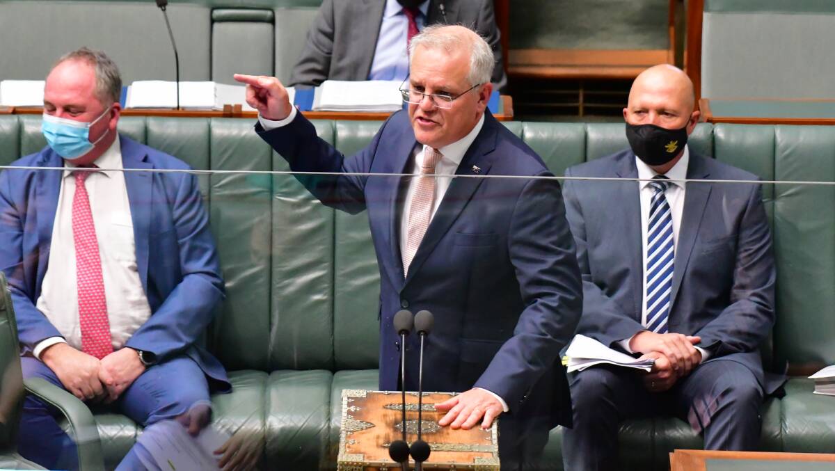 Scott Morrison is spinning fantasy with plans for a submarine base on the east coast. Pictures: Elesa Kurtz