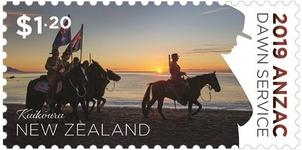PROUD MOMENT: Jugiong teenager Joseph Roberts features on this New Zealand stamp carrying the Australian flag during Anzac Day 2018.
