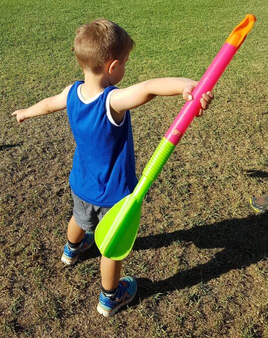 TAKING AIM: Cootamundra's Henry Pavert gets ready to fire off his javelin; just one of the many disciplines on offer at Little Athletics. Picture: Contributed