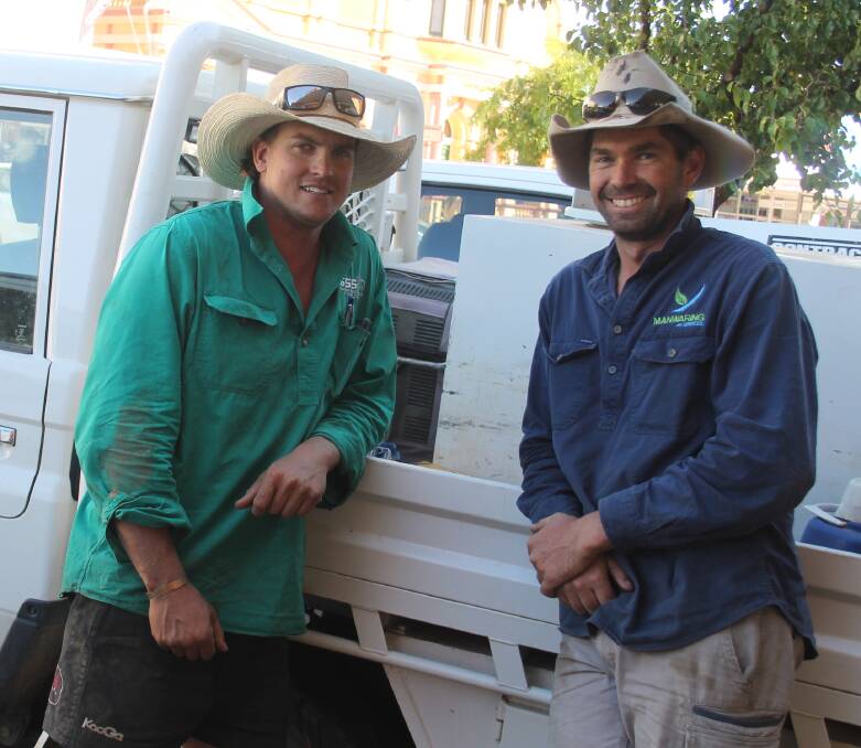 HELPING HAND: Andrew Glover and Paul Manwaring, who started the 'Helping Hand for a Mate on the Land' fodder run. Picture: Jennette Lees 