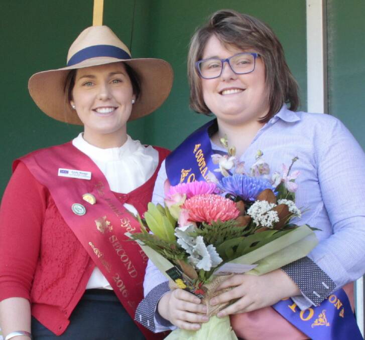HONOUR: 2016 Cootamundra Stephanie O'Brien (right) with Sydney Royal Showgirl Competition runner-up Emily Madge, who officially opened the Cootamundra Show that year. Picture: Kelly Manwaring
