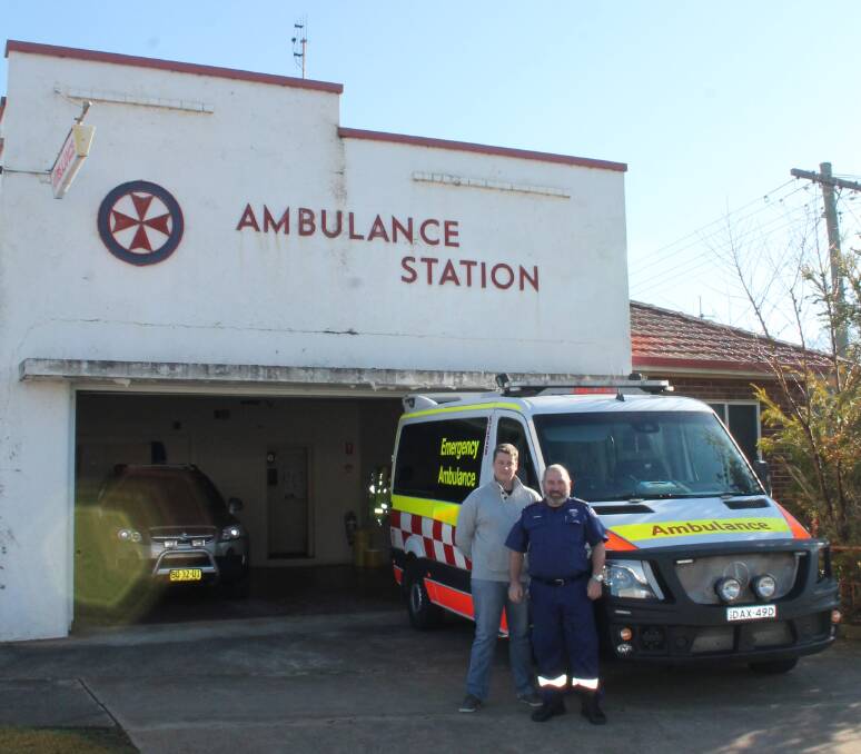 THRILLED: Cootamundra paramedics Gareth Jones and Andrew Barton are looking forward to a new, more practical facility, to replace the 60-year-old station in Parker Street. Picture: Jennette Lees 