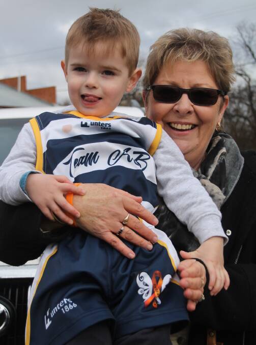 FUN DAY: Gaylene Barnes with grandson Henry at last Saturday's successful charity day hosted by the Blues at Clarke Oval. Picture: Jennette Lees 