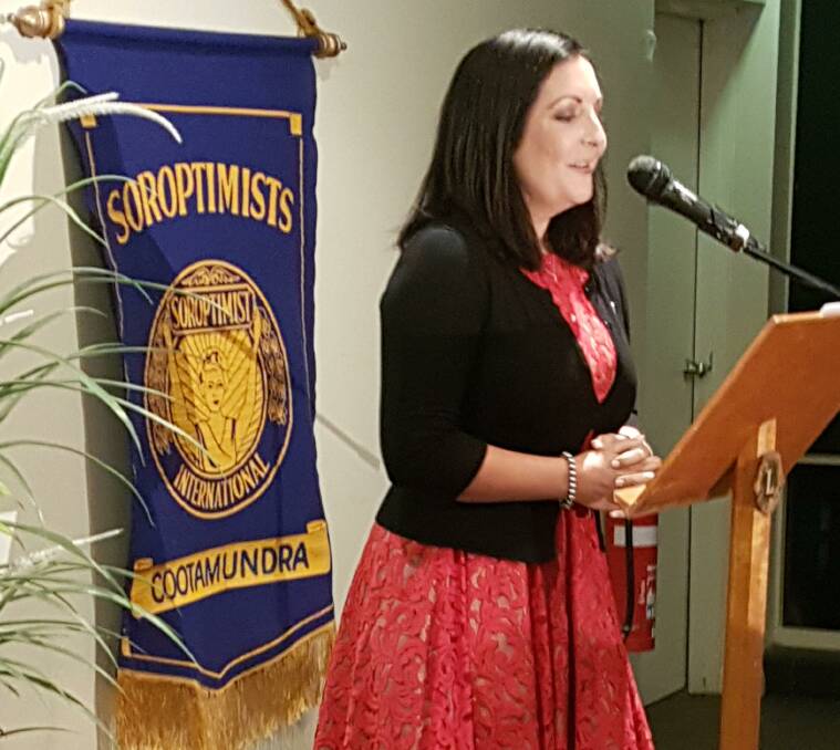 INSPIRATIONAL: Hope Project founder Kate Seselja delivers an address in Cootamundra. Picture: Contributed