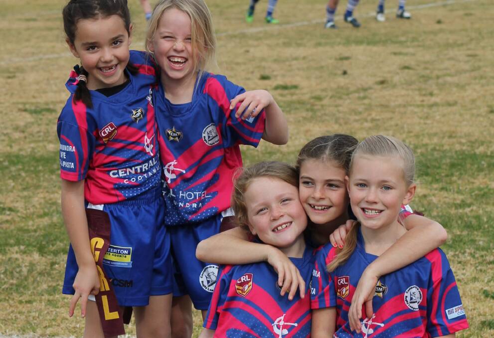 LET THE GOOD TIMES ROLL: These smiles are what junior footy is all about as the Cootamundra Junior Rugby League Club prepares to cap off another season with its annual presentation afternoon. Picture: Jennette Lees 