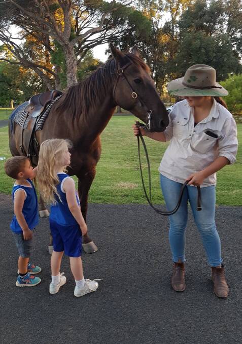 FUN TIMES: You never know what will happen at Little Athletics with children excited to meet this horse and owner last year. Picture: Contributed